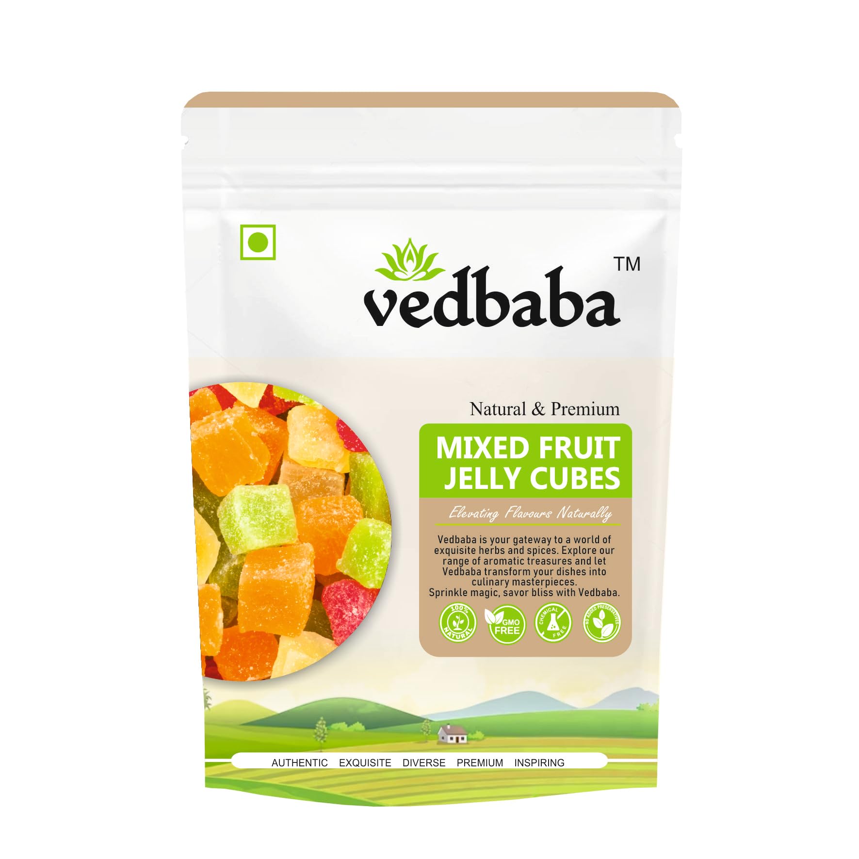 Buy Vedbaba Mixed Fruit Jelly Cubes 400 GM Soft Candy Sugar Coated