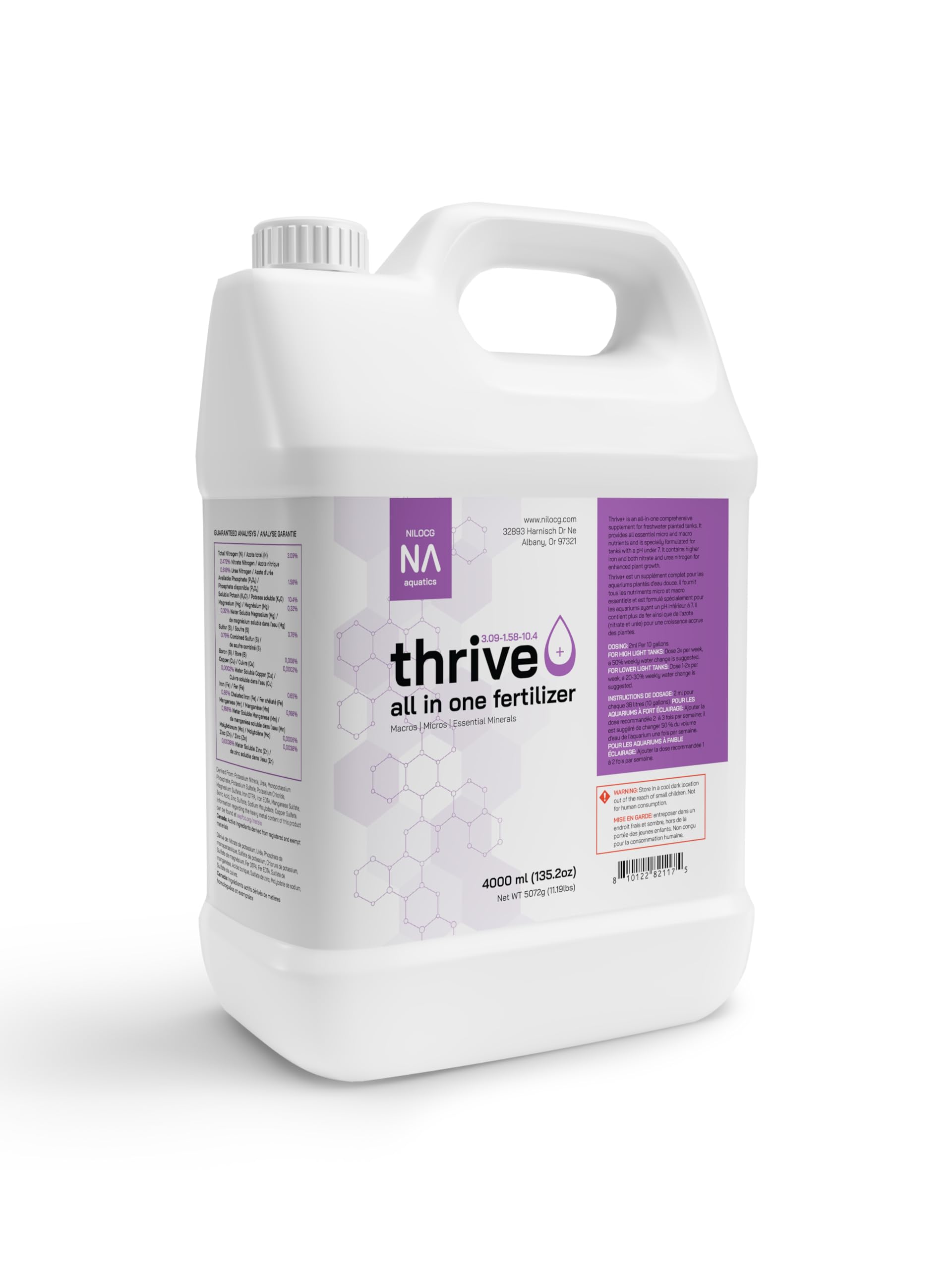 Thrive+ All in One Liquid Aquarium Plant Fertilizer – Highly Concentrated Aquatic Plant Fertilizer Solution – Nutrient-Rich Aquarium Plant Food – Convenient Usage – Effective Results (4000ml)
