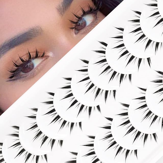 EMEDA Naturalne Fałszywe Rzęsy 10 Pary Manga Lashes Sztuczne Rzęsy Rzęs Czysta Opaska Manga Rzęsy Wielokrotnego Użytku Miękki Natural Eyelashes False Lashes (Manga 07)