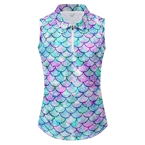 Golf Polo Shirts for Women Zip Up Sports Shirts Work