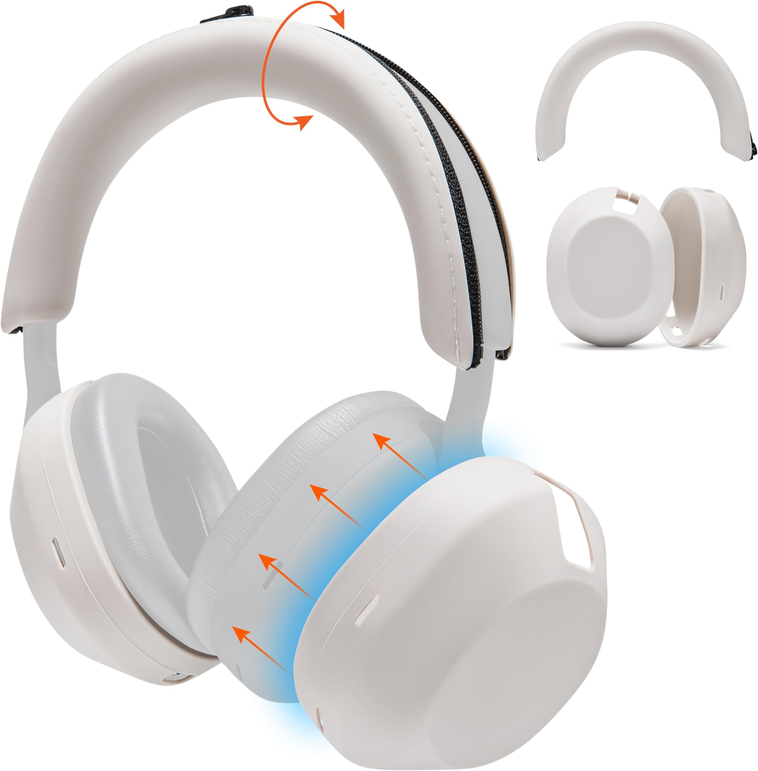 WC ShellZ XM5 - Protective Headphone Exterior Shell & Headband Covers for Sony WH1000XM5 Made by Wicked Cushions | Made with Premium Silicone | Silver