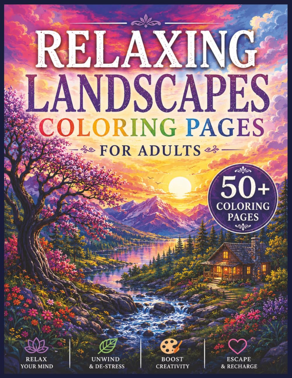 Relaxing Landscapes Coloring Pages for Adults: 50+ Peaceful Nature Scenes for Relaxation, Creativity & Stress Relief
