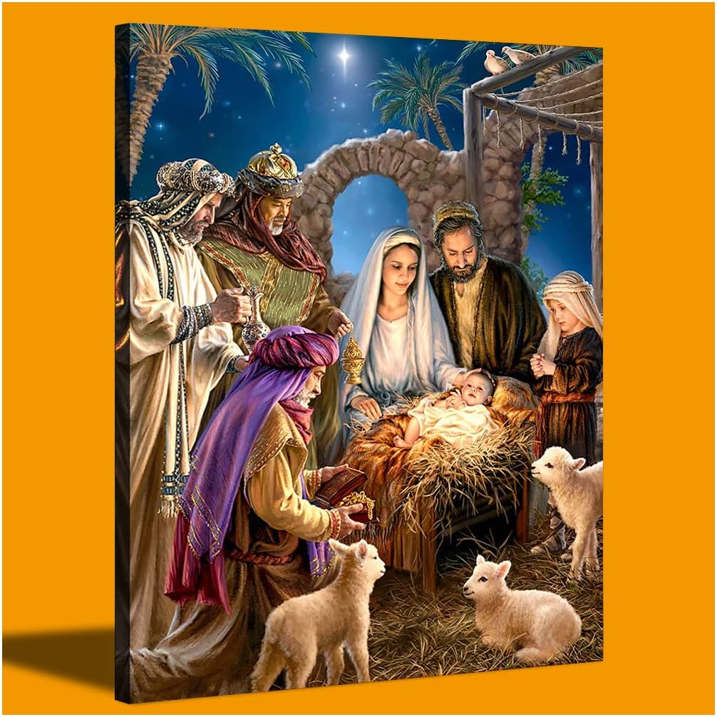 Nativity Scene Wall Art Canvas Print Painting Jesus Picture
