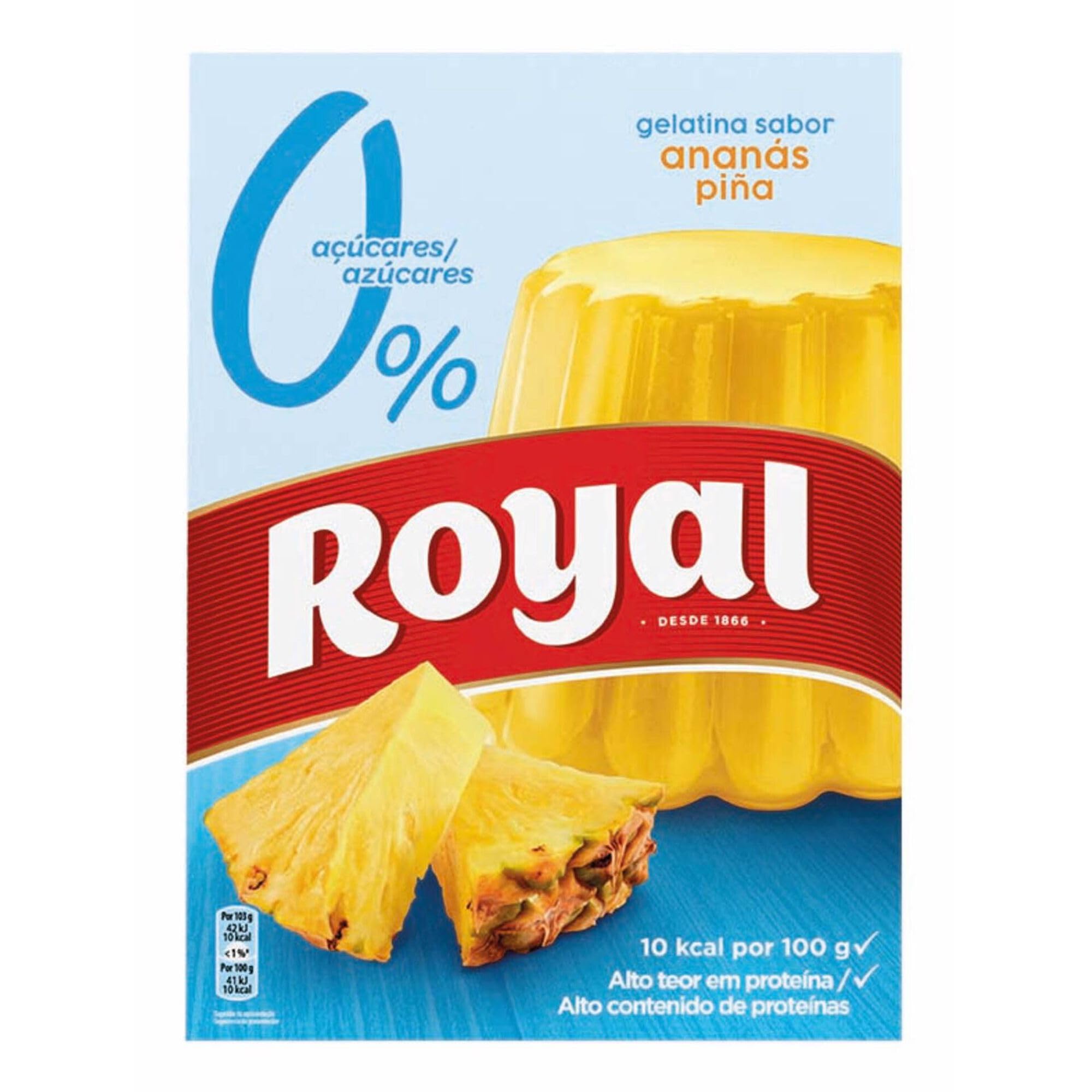 Royal Mix - Gélatine en poudre avec un mélange de saveurs | Fraise | Tropical | Fruits des bois | Pastèque | Ananas - 0% sucres ajoutés | 5 sachets de 31g.