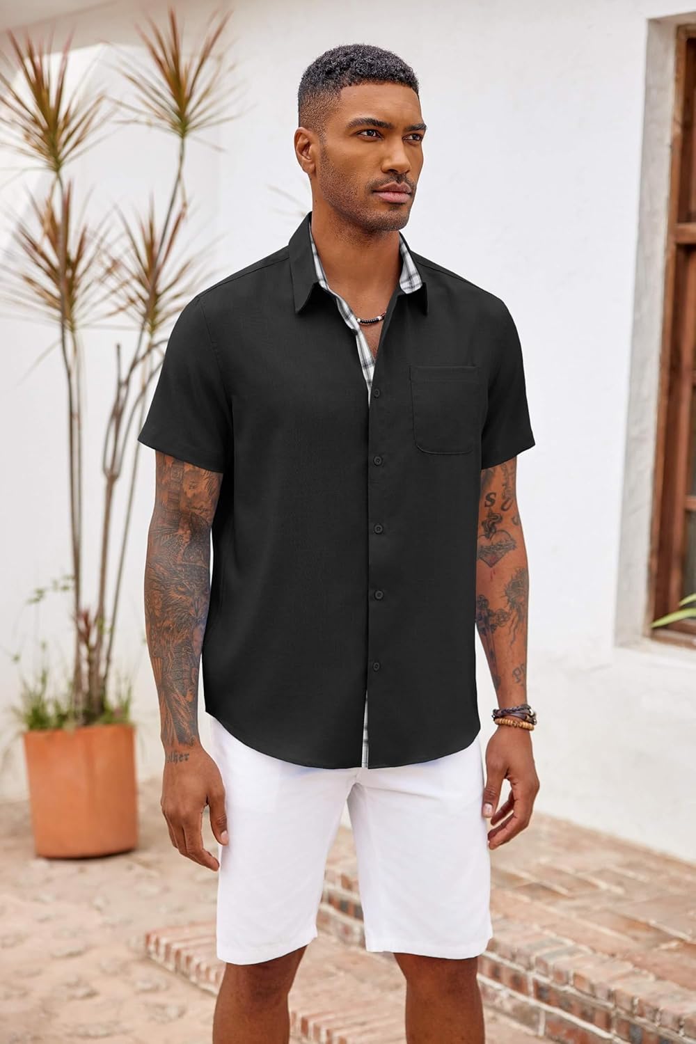 COOFANDY Men's Button Down Shirts Short Sleeve Casual Summer Beach... - Picture 135 of 180