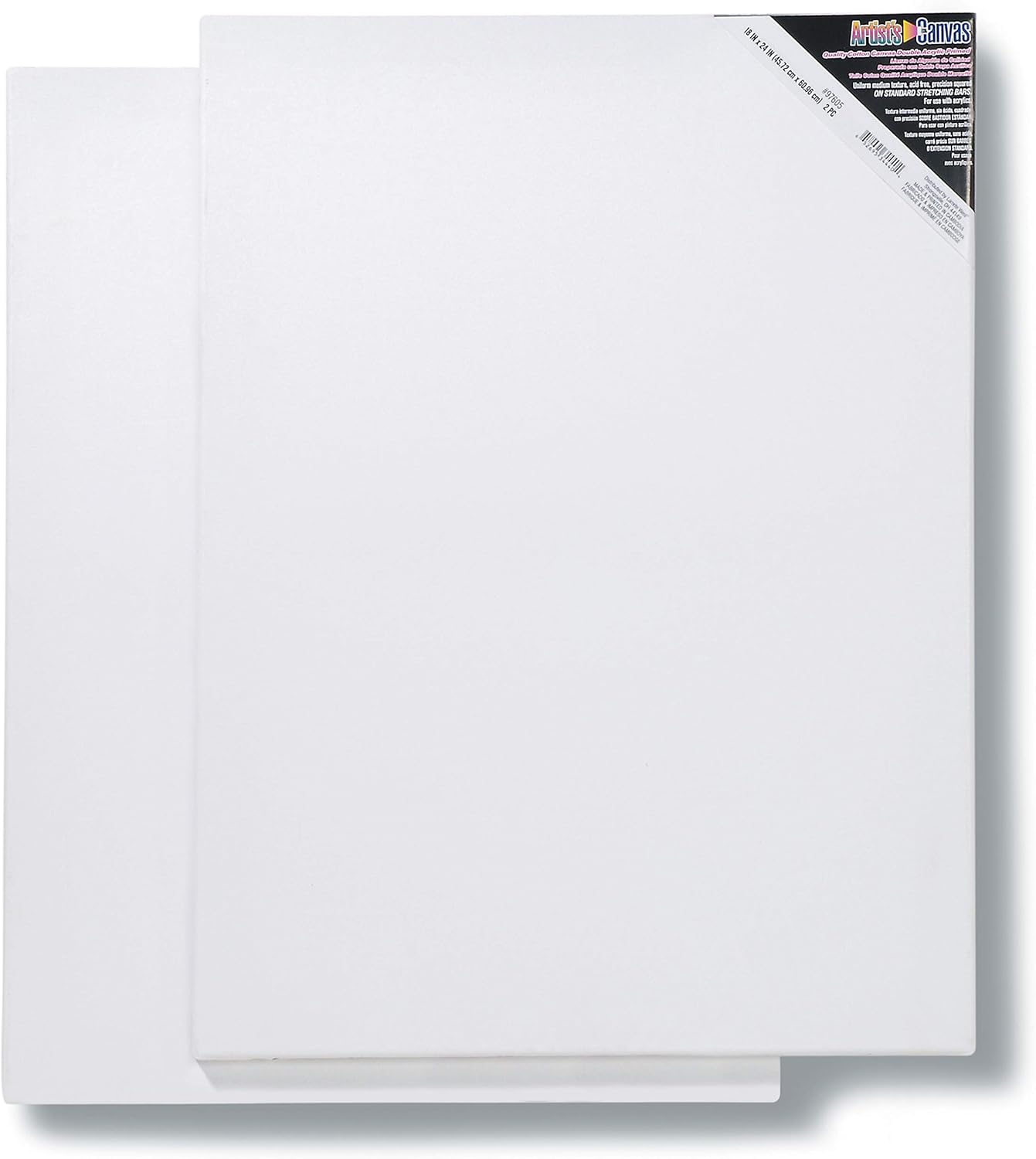 Darice Cotton Stretched Canvas, Pack of 2 –18” x 24” Double Acrylic Primed Painting Canvas with Wooden Frame, Ideal for Acrylic or Oil Paints, Acid-Free, Medium Weight Blank Canvas