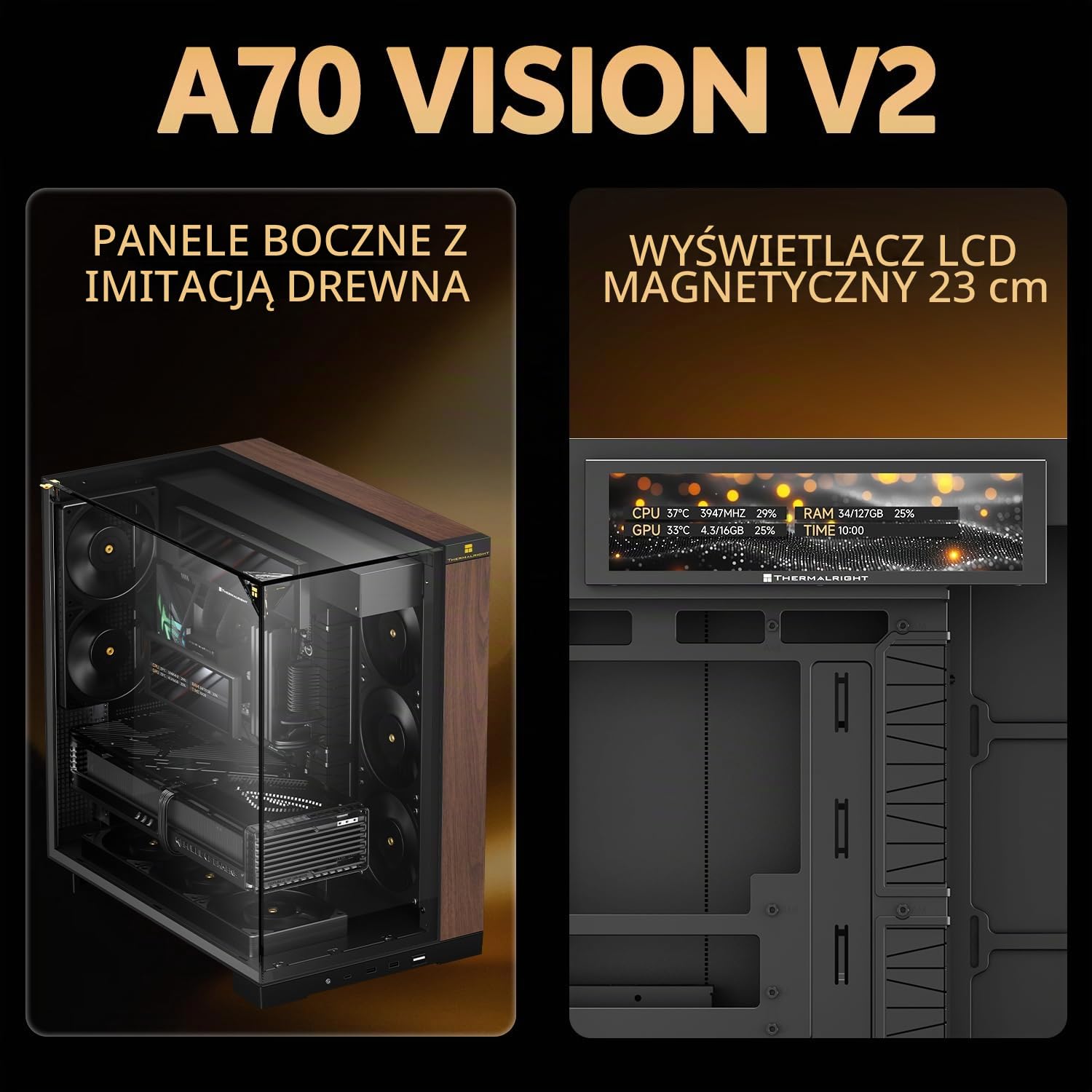 Obudowa ATX TR A70 Vision V2, 3-stronne szkło bez uchwytu