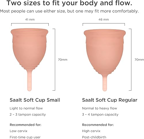 Miniatura 5 de Saalt Taza menstrual suave súper suave y flexible mejor taza sensible para llevar durante 12 horas fabricada en Estados Unidos rubor del desierto
