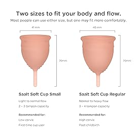 Saalt Soft Menstrual Cup - Reusable Period Cup - Made for Comfortable, Leak-Free Protection Up to 12 Hours - BPA & Latex Free - Includes Cup & Carry Bag (Small, Desert Blush)