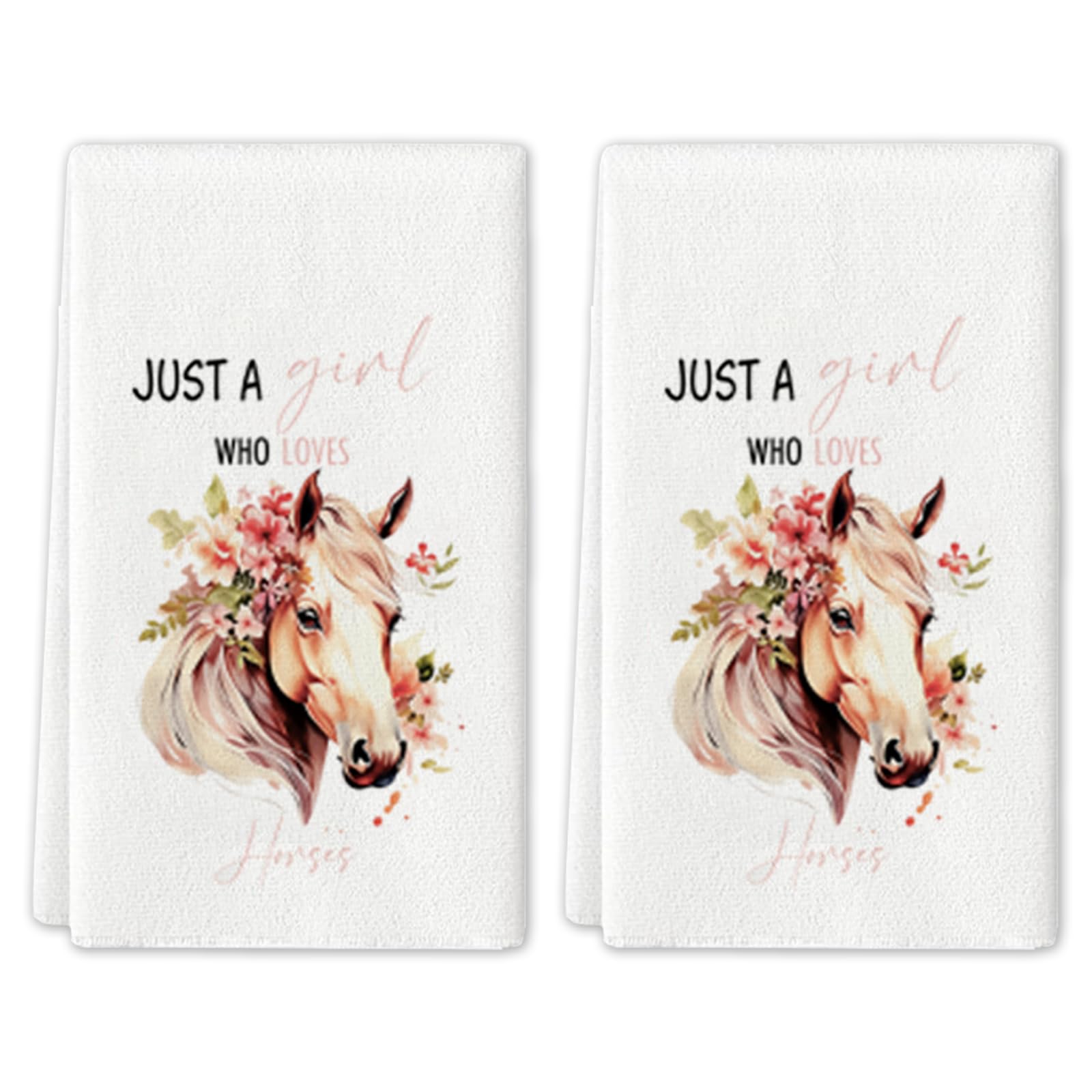 Clyrax Horse Tea Towels for Kitchen Set of 2, Soft Microfiber Kitchen Towels, Elegant Horse Gifts, Absorbent Towel for Home Bar Coffee, Practical Dish Towel