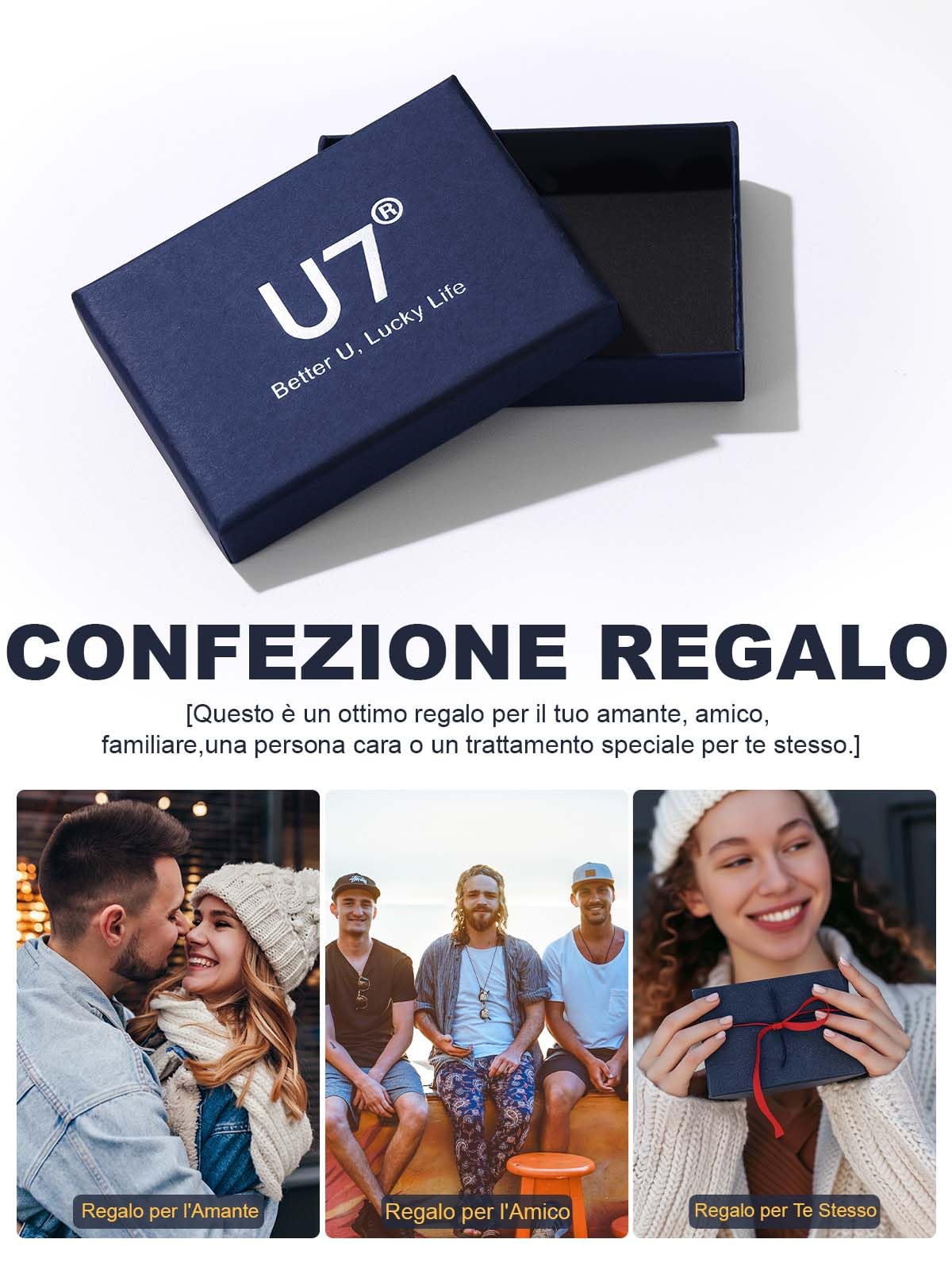 U7 Collana Uomo con Crocifisso Croce Con Gesù Cristo Vintage in Acciaio Inossidabile Ciondolo Crocifisso Amuleto Religioso Personalizzabile + Catena Regolabile 55+5 cm con Confezione Regalo
