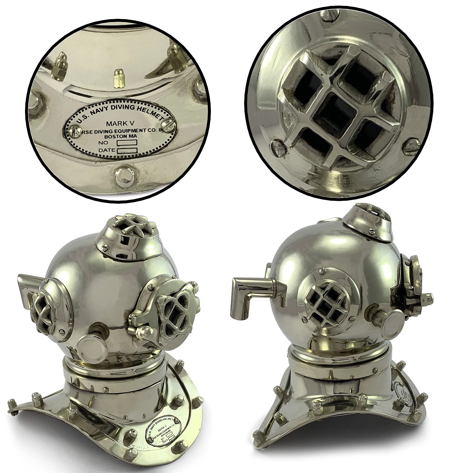 Casco de buceo réplica vintage modal latón acabado cromado casco de buceo superior de mesa / escritorio decoración regalo