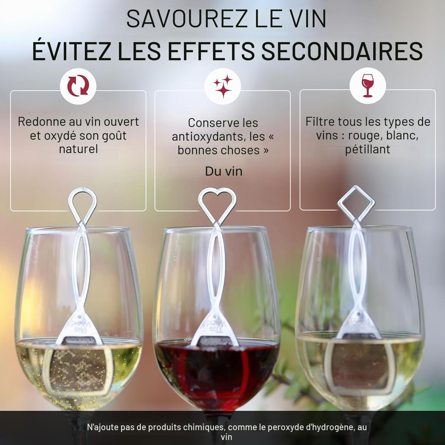 The Wand | Le seul filtre à vin qui enlève histamines et sulfites | Savourez votre vin sans effets secondaires 24 gris
