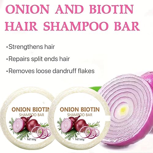 Miniatura 5 de Onion Biotin - Barra de champú con romero para cabello, barra de champú natural para hombres y mujeres (1 unidad, 2.12 oz)