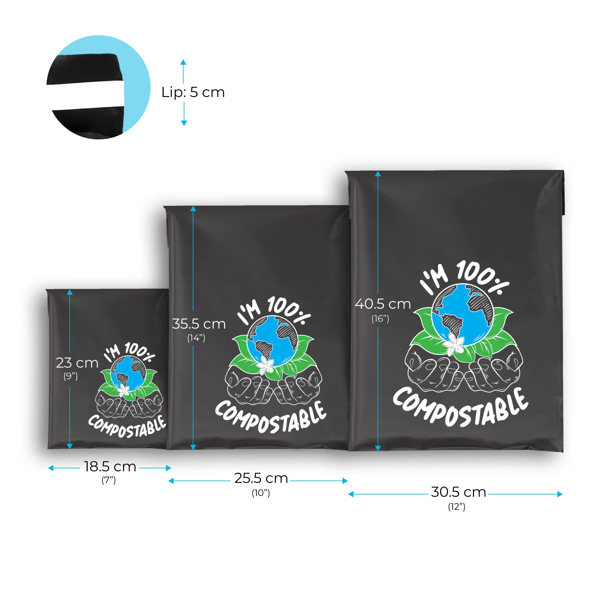 Green Planet Packing | Composteerbare mailingzakken 10 Pack | Gemaakt van Cornstach | Biologisch afbreekbare verzendzakken | 100% milieuvriendelijk | Verpakkingszakken Maat | 10 x 14 | 25,5 x 35,5 cm | Lip
