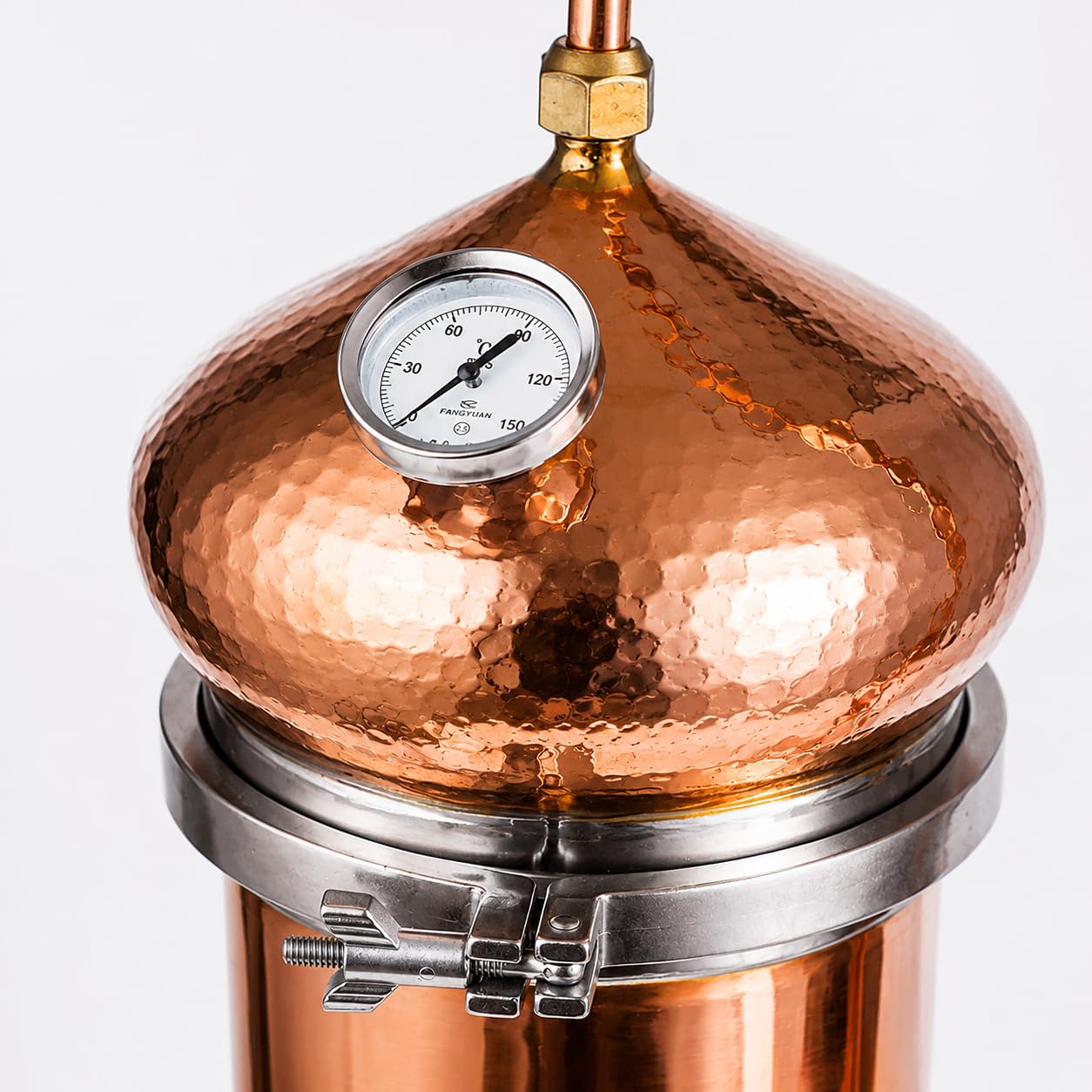 Kit de alambique de cobre de 2 litros con termómetro, destilador casero para whisky, Moonshine y aceites esenciales