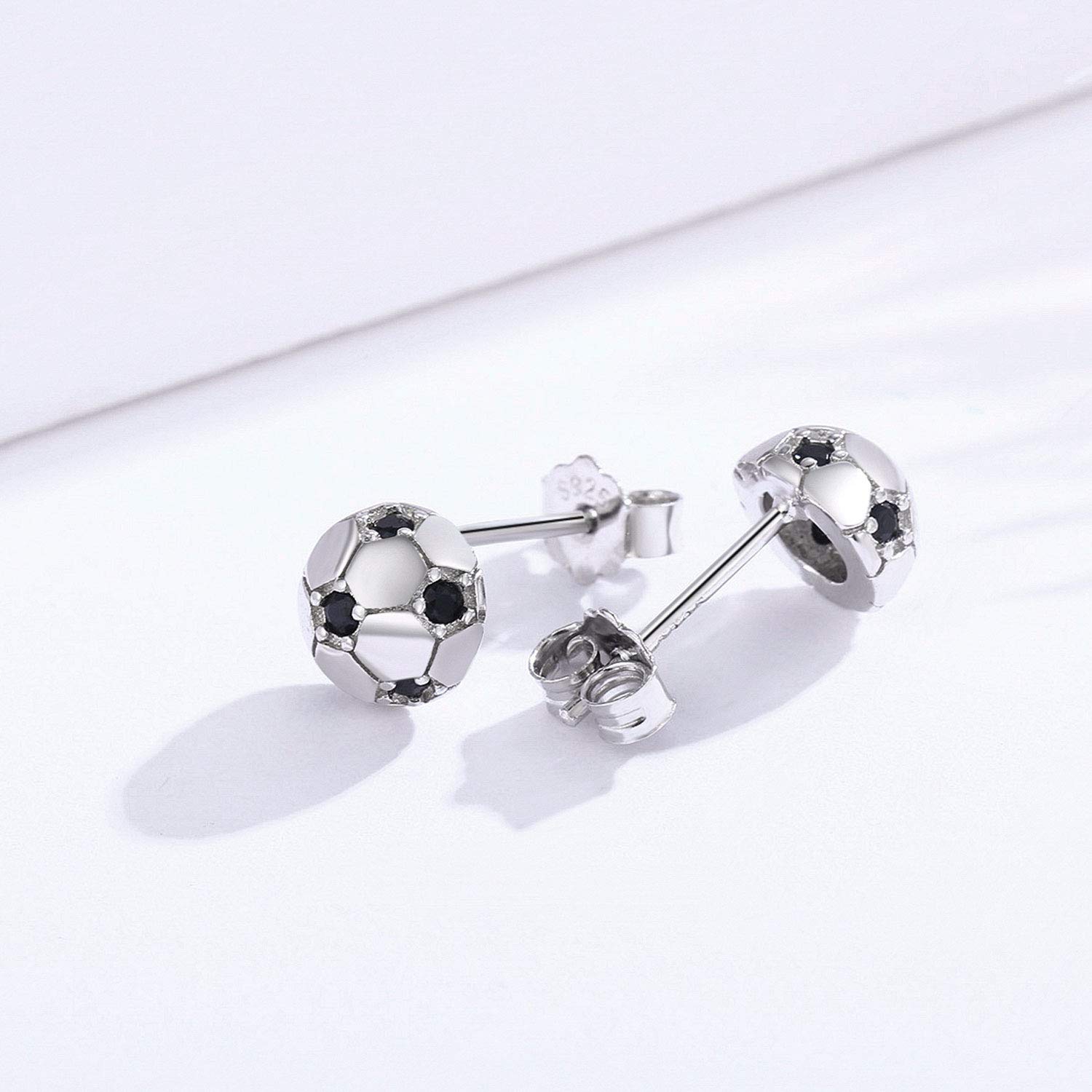 Jungen Ohrstecker Sterling Silber 925 Fussball Schmuck für Damen Ball Ohrringe Geschenk für Muttertag Mädchen,Kinder