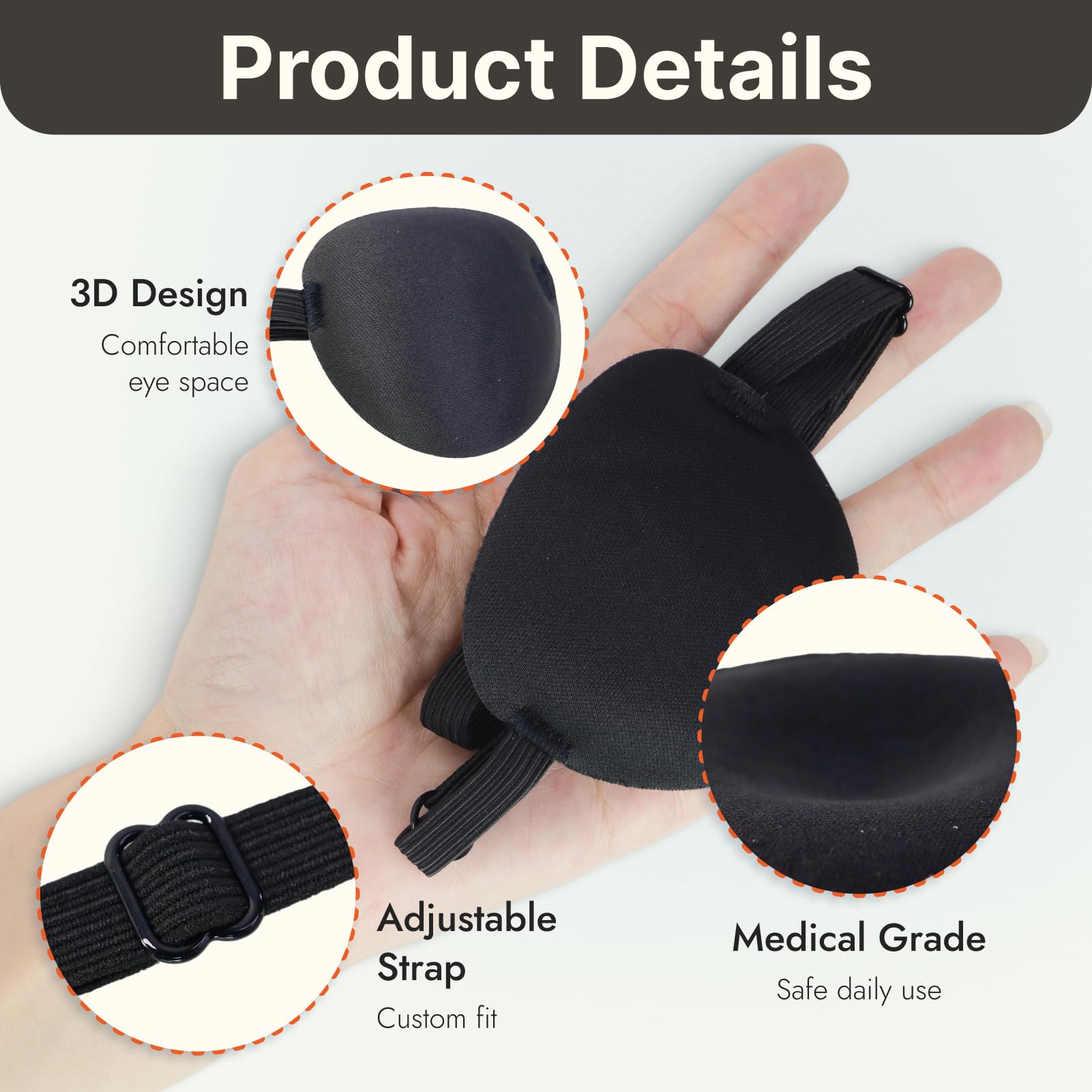 6 pezzi Copriocchio per Adulti e Bambini, 3D Regolabile con Fascia Elastica, Materiale Morbido Traspirante, Riutilizzabile per Occhio Sinistro o Destro, Ideale Costume Pirata, Ambliopia, Cosplay
