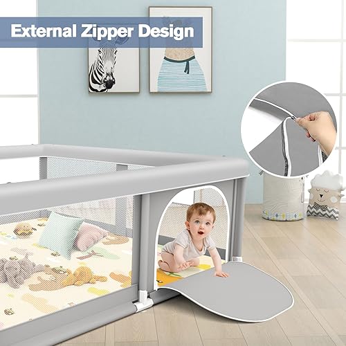 Miniatura 4 de Corralito para bebés con alfombra, 50 x 50 pulgadas, corralito para bebés y niños pequeños, patios de juegos en interiores y exteriores, corral de