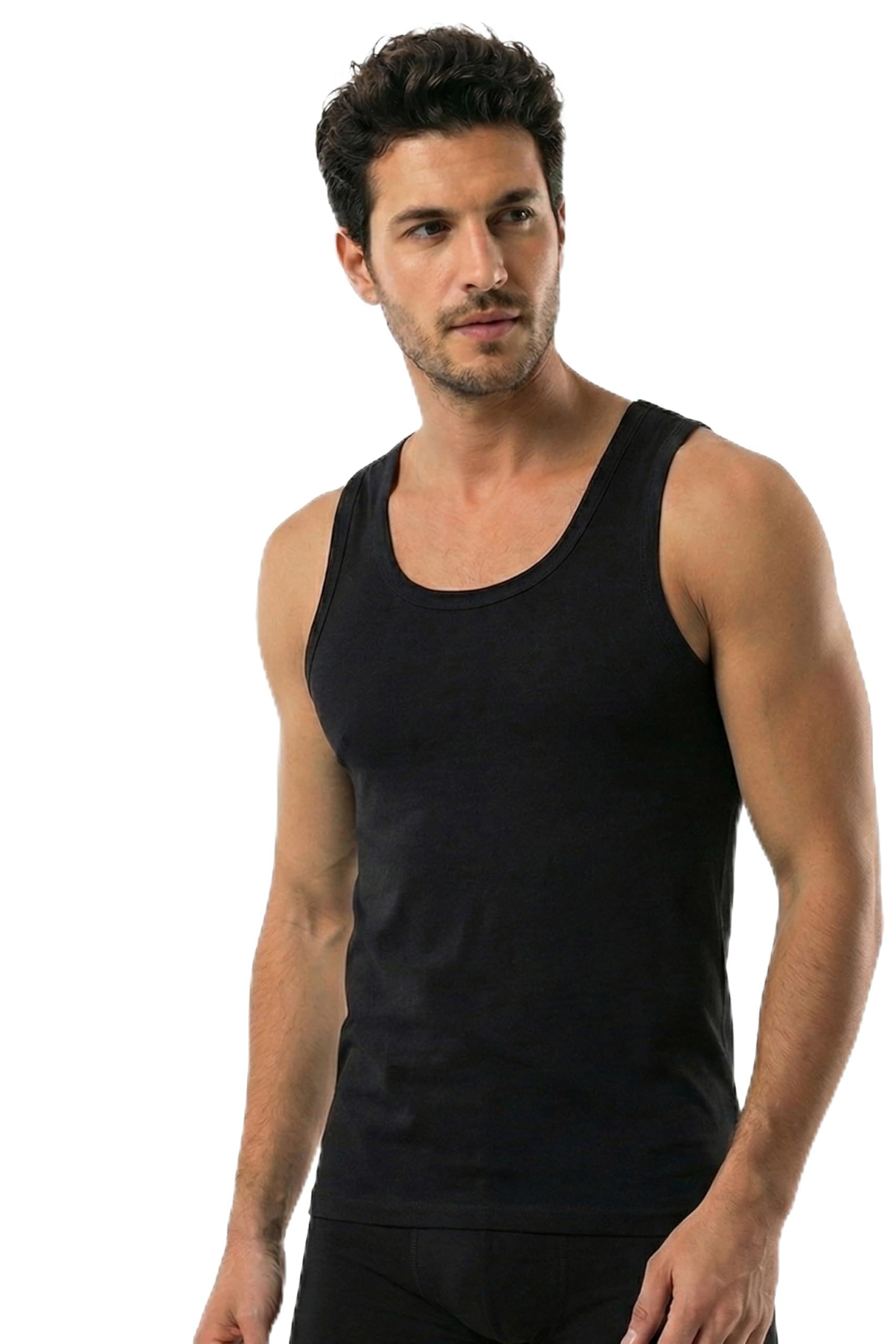 ÖTS Premium 5’li Erkek Atlet - Hediye Kutulu,%100 Pamuk Kumaş, Ultra Yumuşak, Rahat Kalıp, Etiketsiz Tasarım, Kaliteli Atlet (SİYAH, Large)