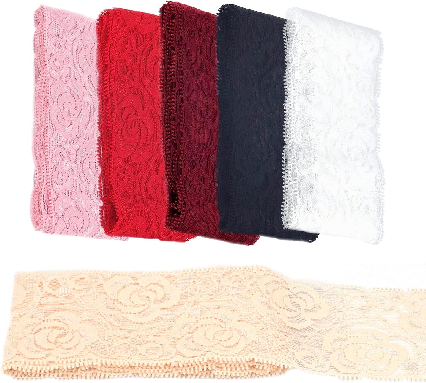 Stretch Lace Ribbon Trim, Elastic Floral Lace Ribbon