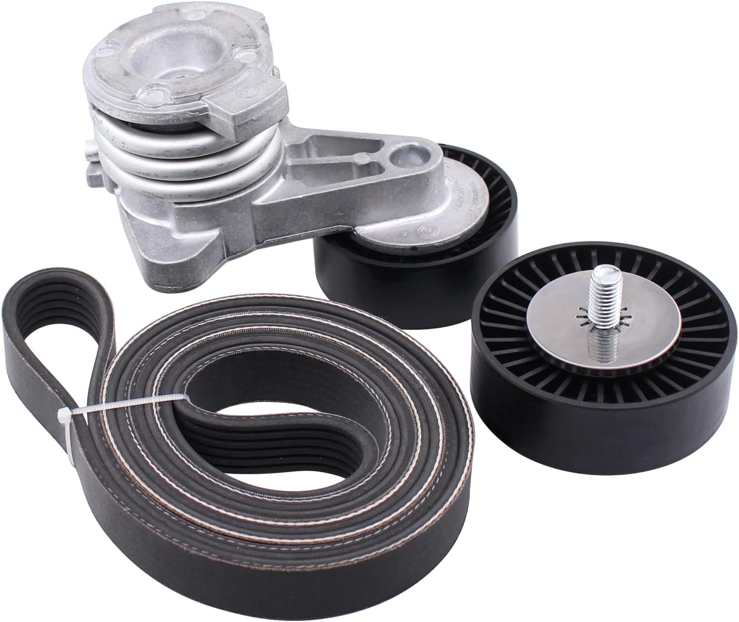 NewYall Pack of 3 Drive Belt Tensioner and Idler Pulley Kit for BMW 128i 2008-2013 328i 2007-2012 328xi 2007-2008 525i 525xi 530i 530xi 2006-2007 528i 2008-2010 X3 X5 2007-2010