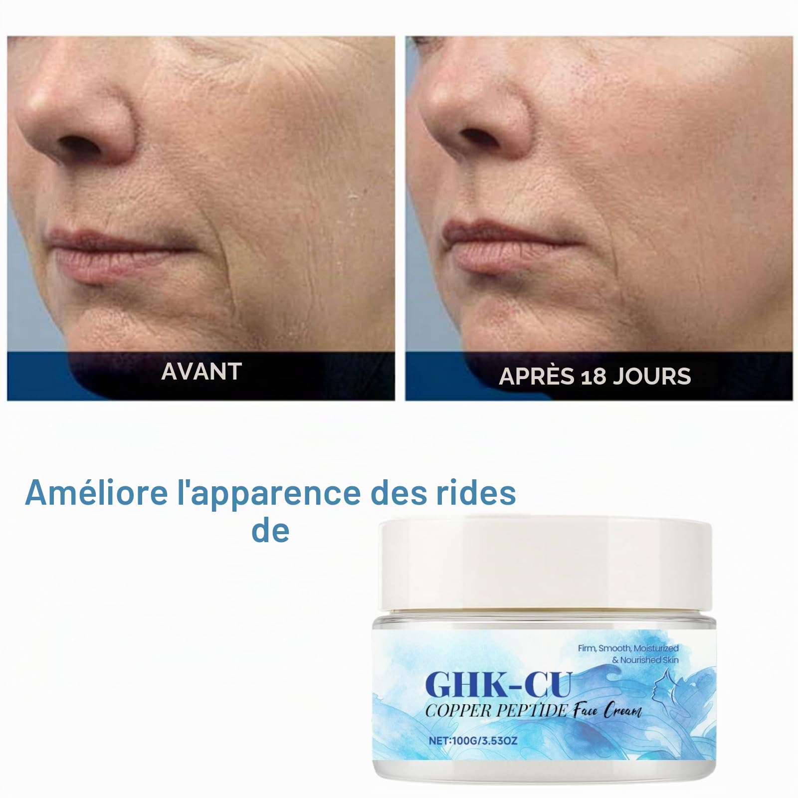 GHK-CU Copper Peptides Face Cream, Anti-Aging Firming Moisturizer for Smooth and Hydrated Skin, Revitalized Copper Peptides Cream for Fine Lines and Care Beauty