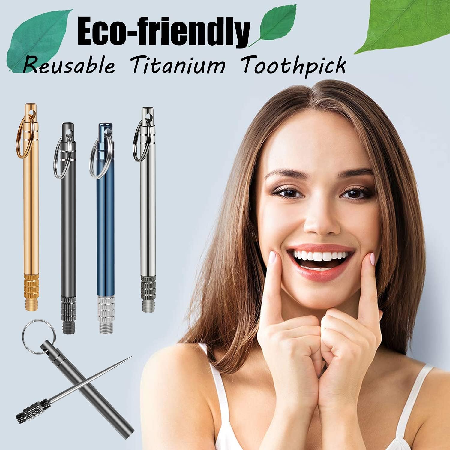 4 Pieces Portable Titanium Toothpicks, Metal Pocket Toothpick Stainless