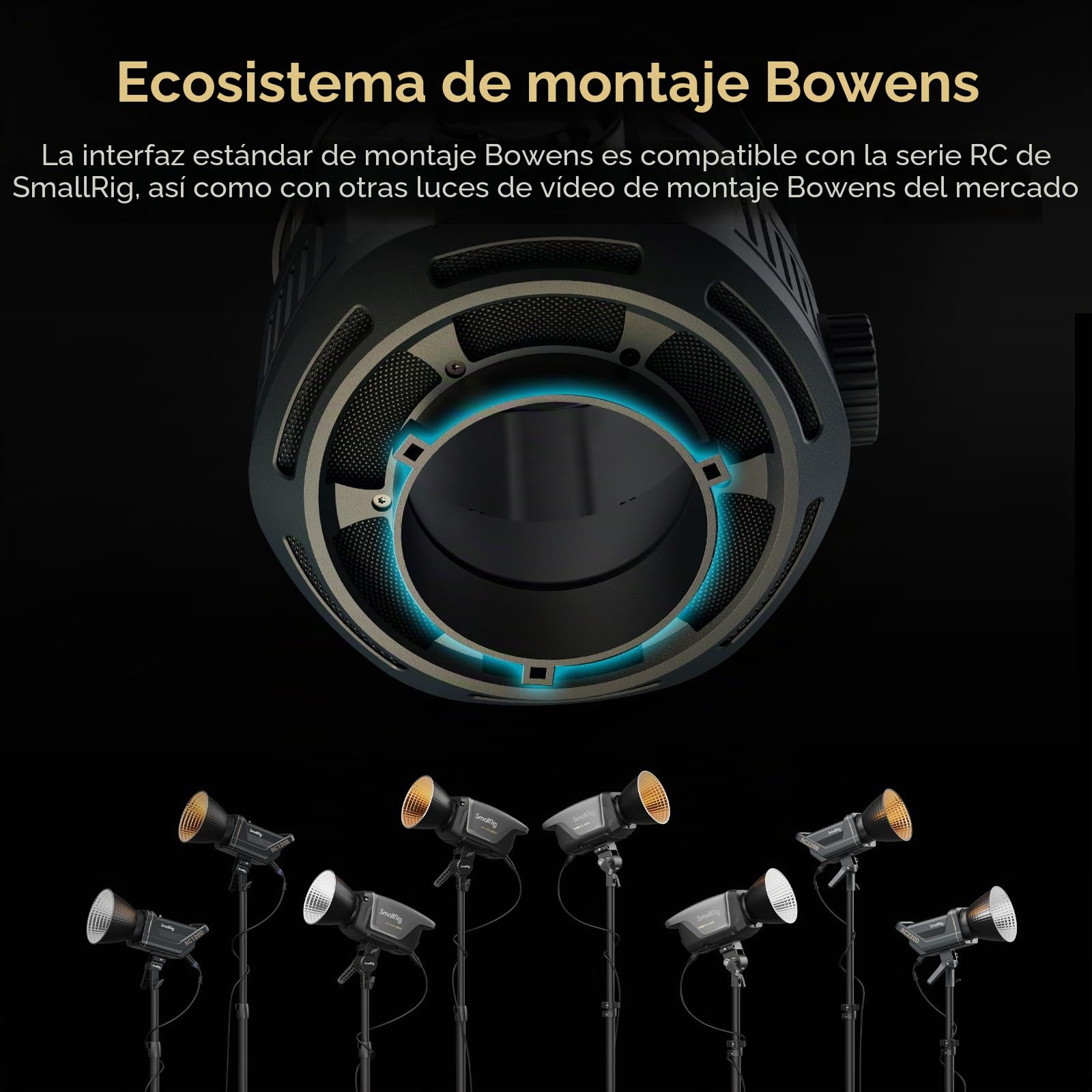 SMALLRIG RA-F150 Lente Fresnel con Montura Bowens, Ajuste de Enfoque con una Sola Mano para RC 120 RC 220 RC 350 RC 450 y Otras Luces Continuas, Herramienta de Modelado de Iluminación - 4246