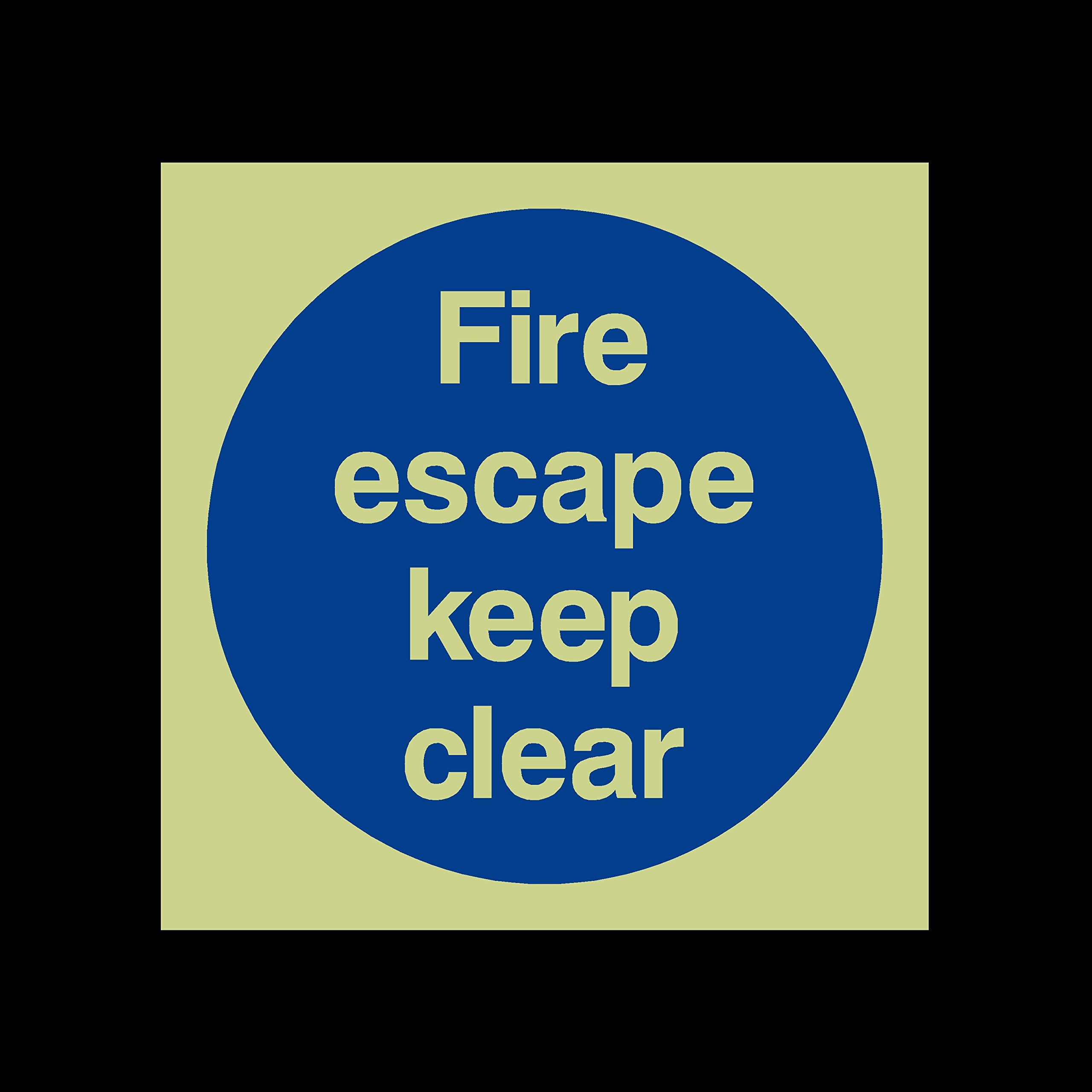 Ussp&S Fire Escape Keep Clear Photoluminescent Plastic Sign - Fire Escape, Keep Locked, Closed, Stairs, Clear, Automatic