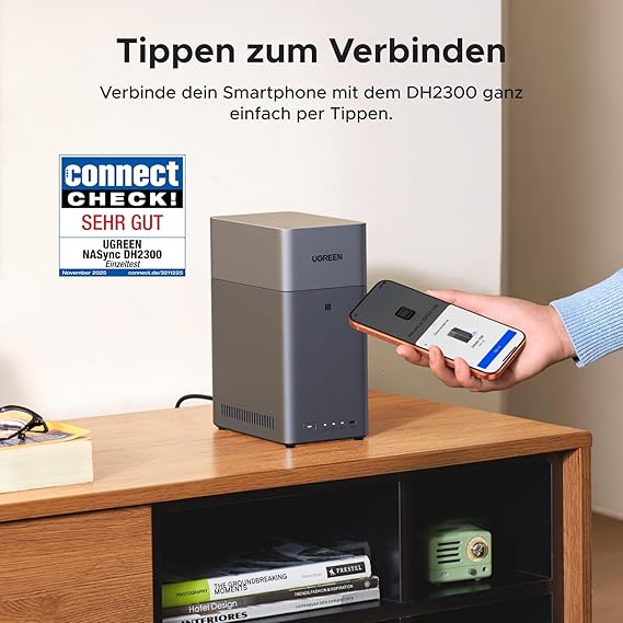 UGREEN NASync DH2300 2 Bay Desktop NAS NFC Tap for Connecting AI Photo Album 4K Personal Video Library Beginner-Friendly NAS System Home NAS Server with 1GbE LAN and 4GB RAM (Without Hard Drives)