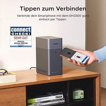 UGREEN NASync DH2300 2 Bay Desktop NAS NFC Tap for Connecting AI Photo Album 4K Personal Video Library Beginner-Friendly NAS System Home NAS Server with 1GbE LAN and 4GB RAM (Without Hard Drives)