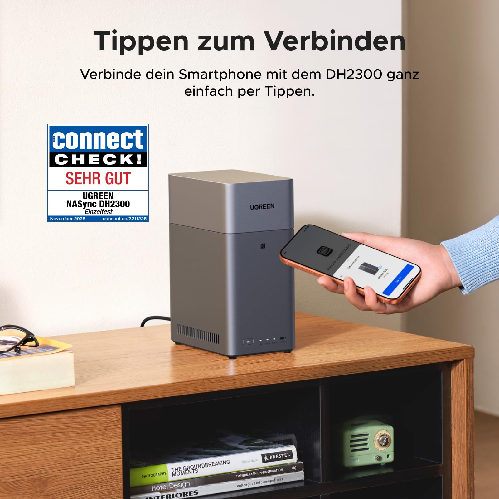 UGREEN NASync DH2300 2-Bay Desktop-NAS-Bundle mit NVMe-Gehäuse