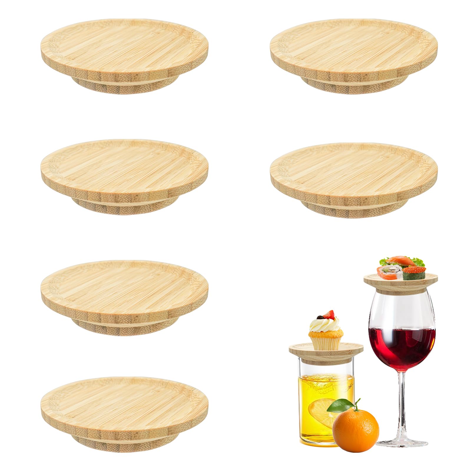 6 Pezzi Topper per Bicchiere di Vino,Topper per Salumi In Vetro Da Vino,Adatto per Antipasti,Dessert,Casa,Ristoranti e Bar