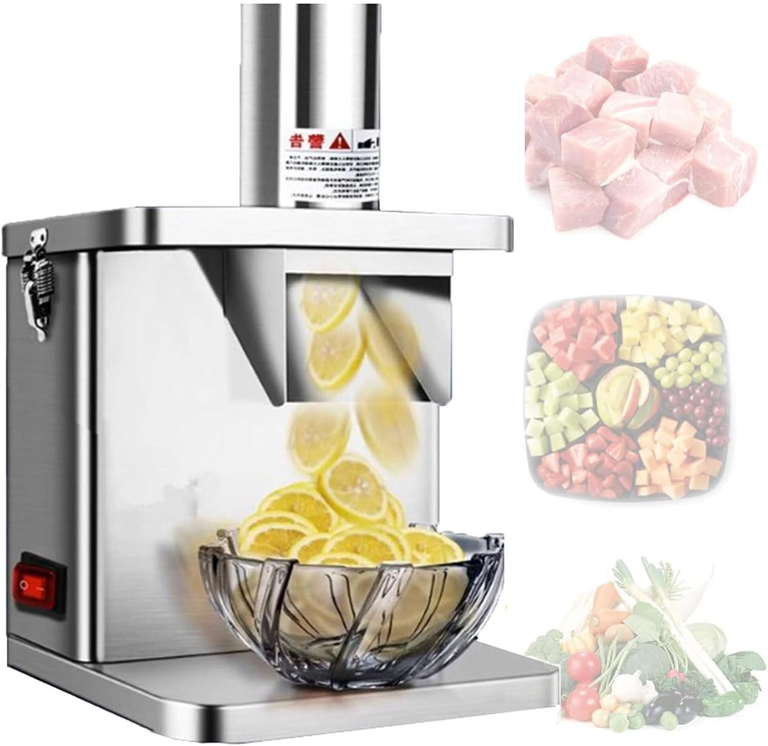 Commercial Chopper, Stainless Steel Automatic Shredder, Slicer Dicer, Multifunctional Fruit Vegetable Chopper, for Home Commercial Use,