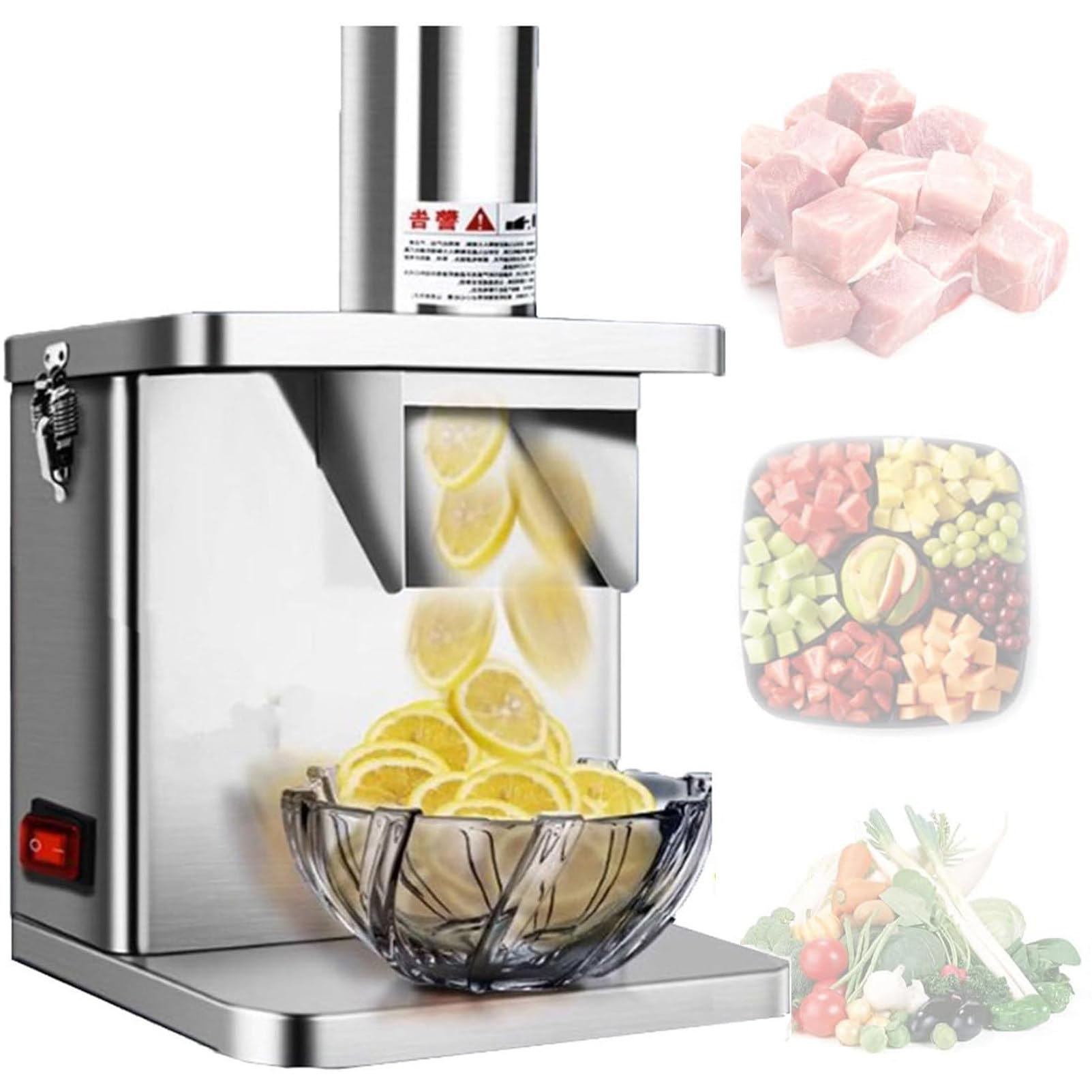 HTTGDGDH Commercial Chopper, Stainless Steel Automatic Shredder, Slicer Dicer, Multifunctional Fruit Vegetable Chopper, For Home Commercial Use,
