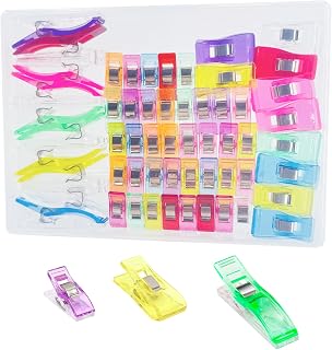 Doukey 55 clips de costura y clips de acolchado, clips de plástico multiusos, clips de manualidades, accesorios de costura, suministros de acolchado, suministros de bricolaje, varios colores y tamaños