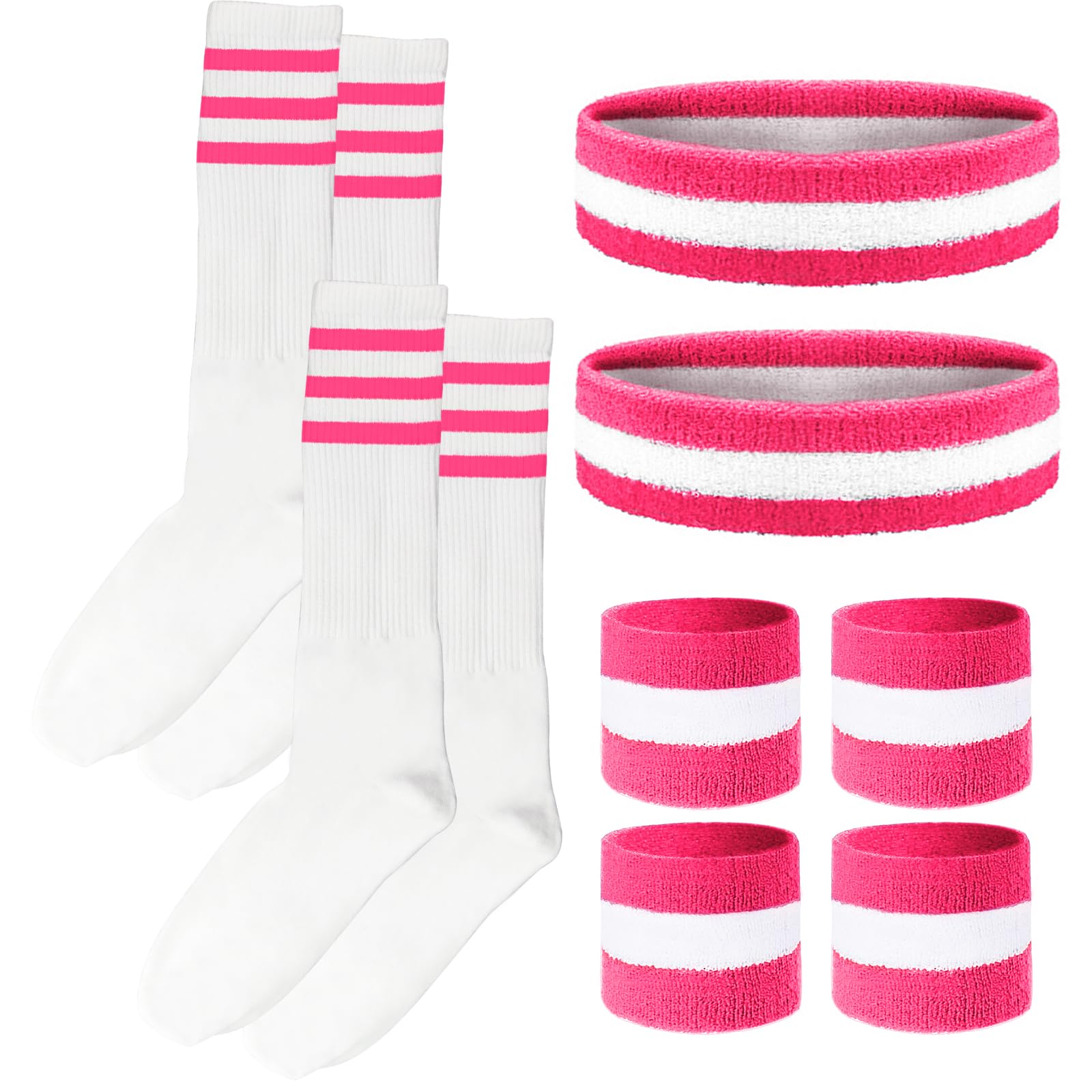 10 Pieces Striped Headbands Sweatbands and Socks Set