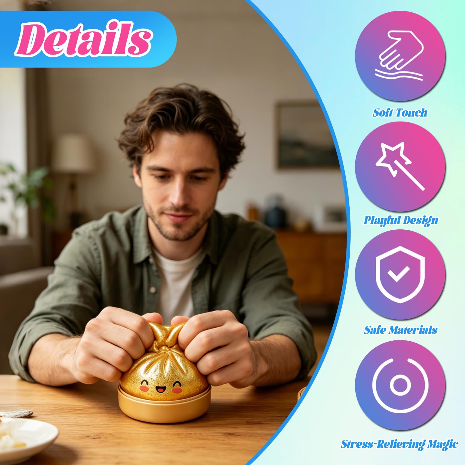 Giant Dumpling Squishy, 4 Pezzi Squishys A Forma Di Ravioli Glitterati, Gigante Glitter Squishys Ravioli, Giocattoli Antistress Gnocco, Dumpling Stress Ball, Per Adolescenti, Adulti E Ufficio