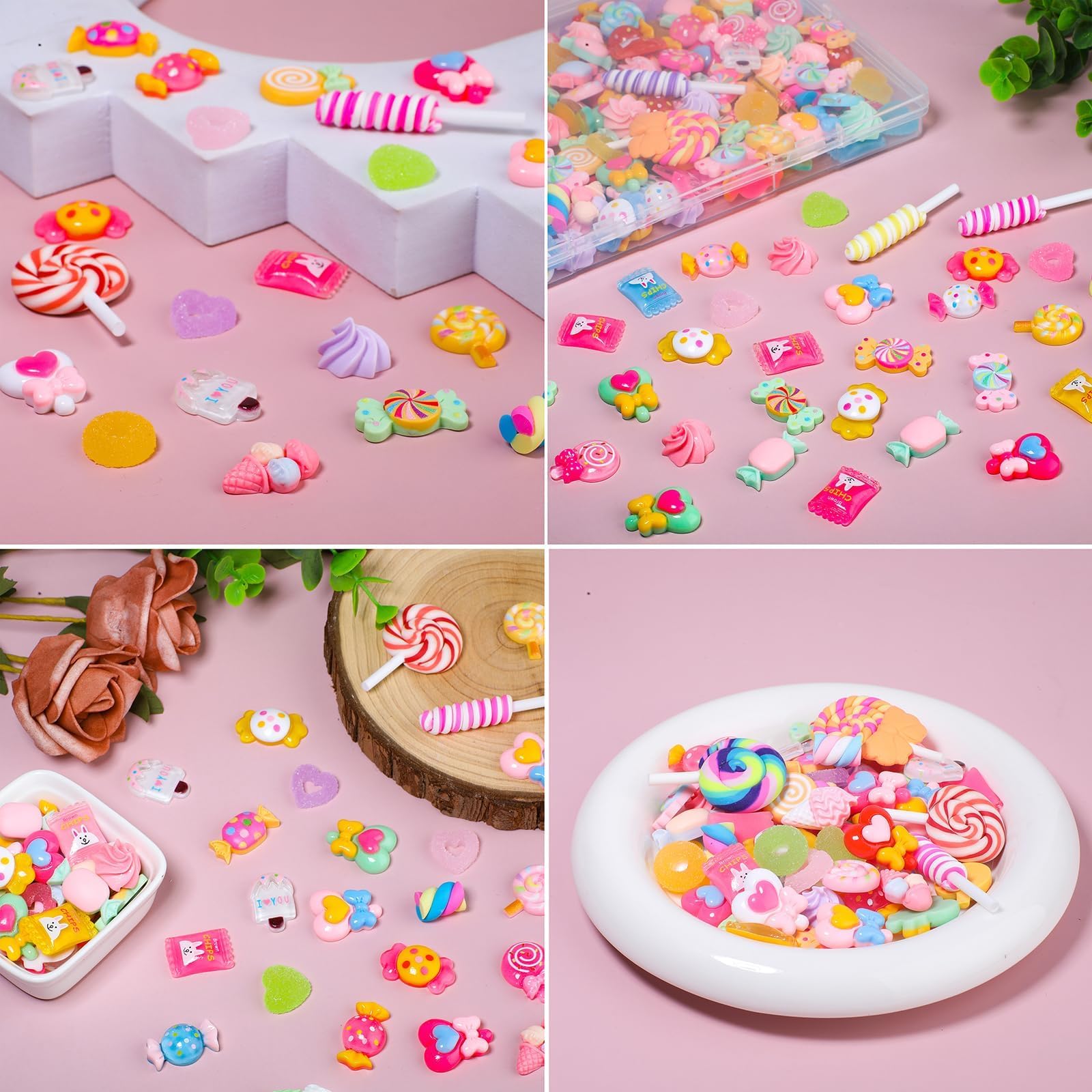 Amazon.co.jp: かわいいフェイクキャンディスライムチャーム120個