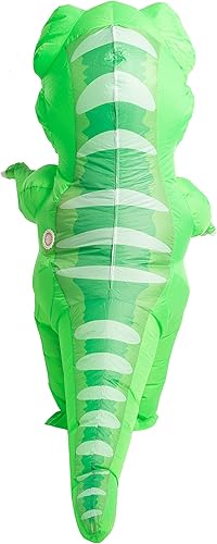 Miniatura 5 de Spooktacular Creations Disfraz inflable de Halloween de cuerpo completo de dinosaurio inflable Disfraz unisex de T-Rex (verde, niño (7-10))