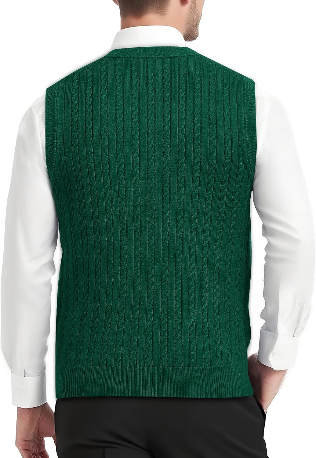 Barry.Wang MensKnitted Sweater Vest Sleeveless Button Cardigan
