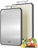 SNOWCLAD Double-Sided Stainless Steel Cutting Board 16x11 Inch, Dishwasher Safe with Juice Groove for Meat & Veggies
