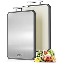 SNOWCLAD Stainless Steel Cutting Board,Double Sided Steel Cutting Boards for kitchen,Stainless Steel/Wheat straw pp Large Board for meat,non toxic Chopping,16 * 11 Inch,Dishwasher Safe