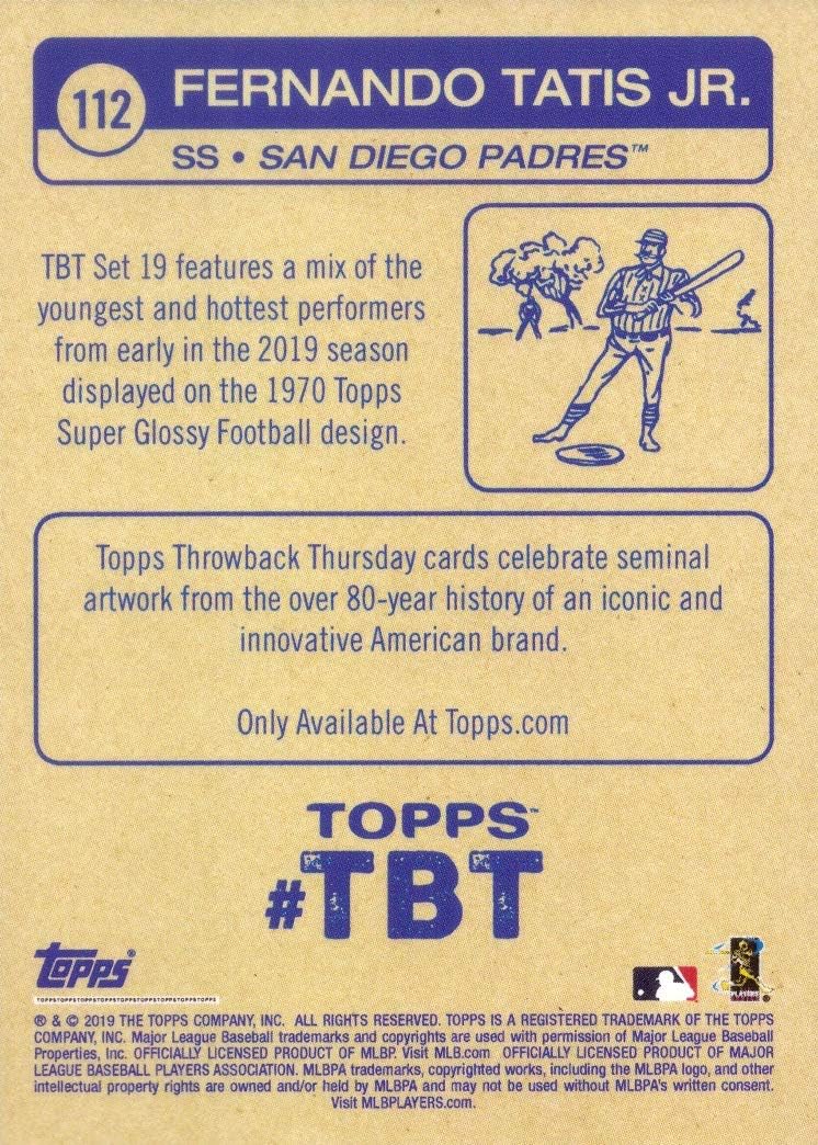 2019 Topps Throwback Thursday (TBT) Baseball #112 Fernando Tatis Jr. Rookie Card - Only 735 made!