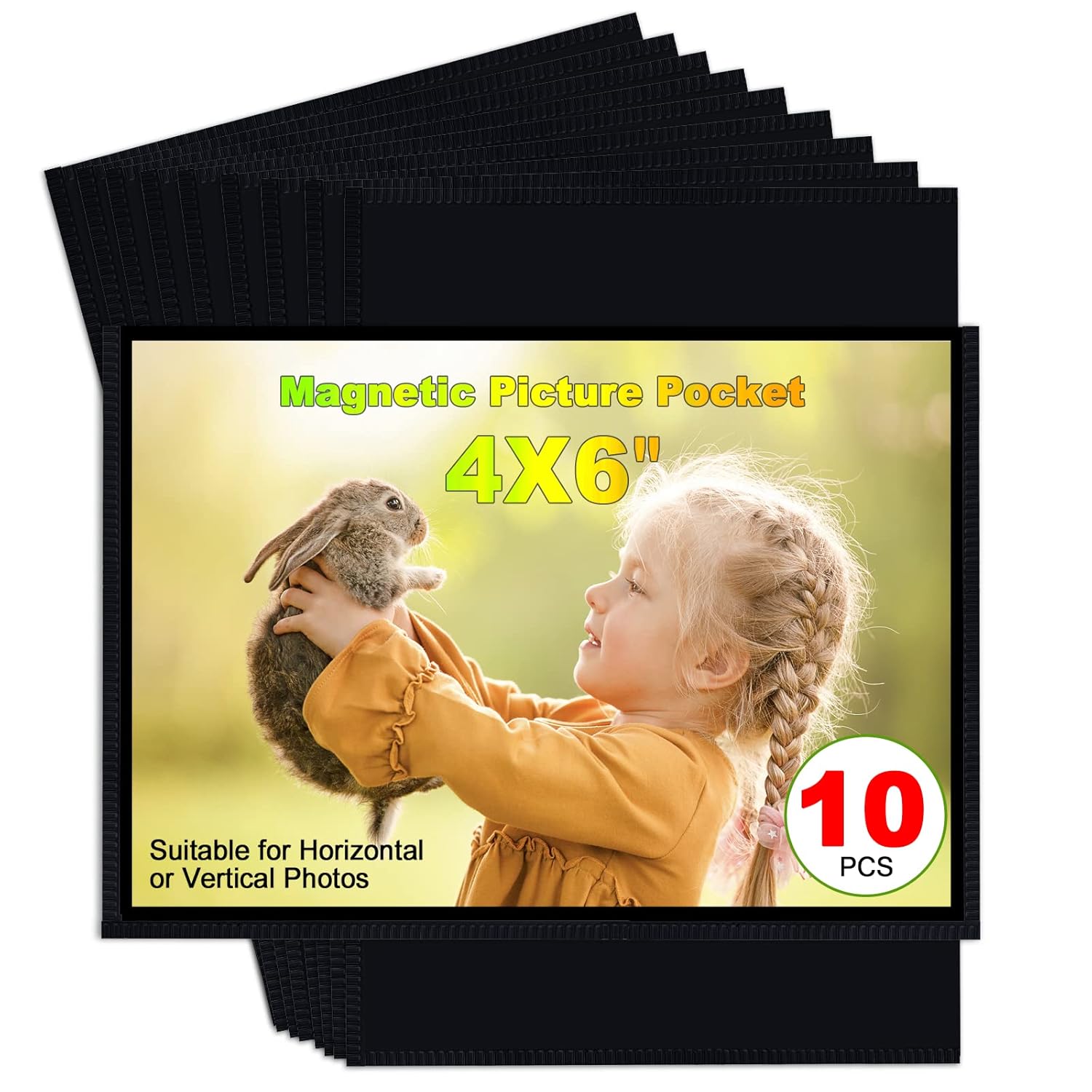 CHUNNIAO Black Magnetic Picture Frame 4X6 for Refrigerator Photo Magnets Sleeves