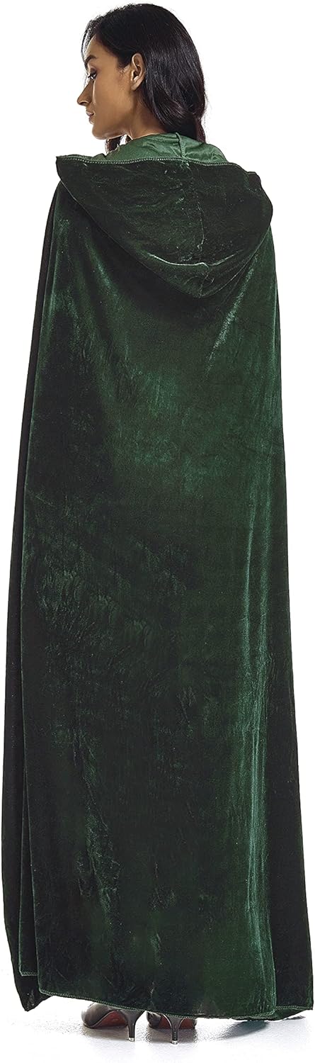 Velvet Cloak, Adult Hooded Cloak Velvet Cape Halloween Witch Costume for Men and Women Cosplay Costumes - Image 4