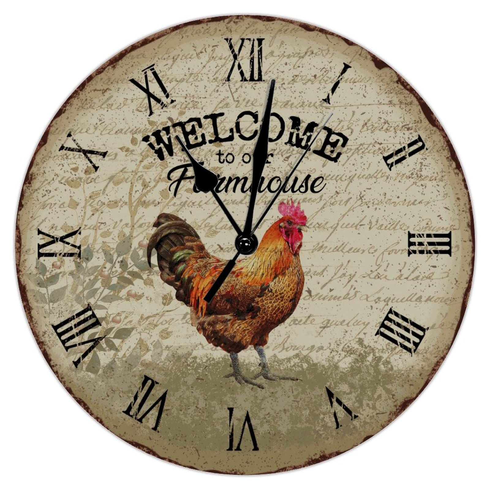 Horloge murale sans tic-tac Welcome to Our Farmhouse 38cm