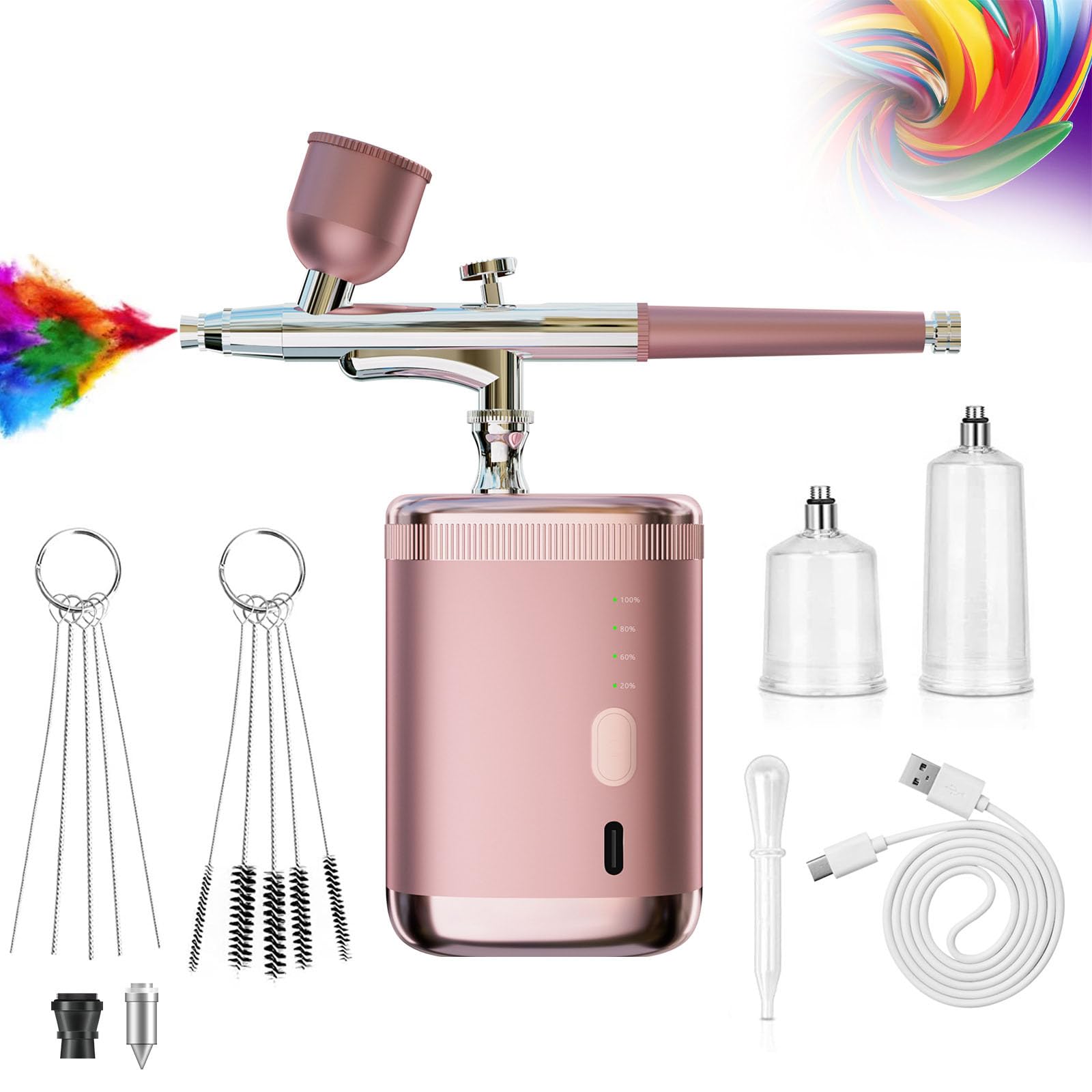 Kit aerografo con pressione regolabile per nail art, trucco, pittura e decorazione di torte, ideale per artisti e artigiani