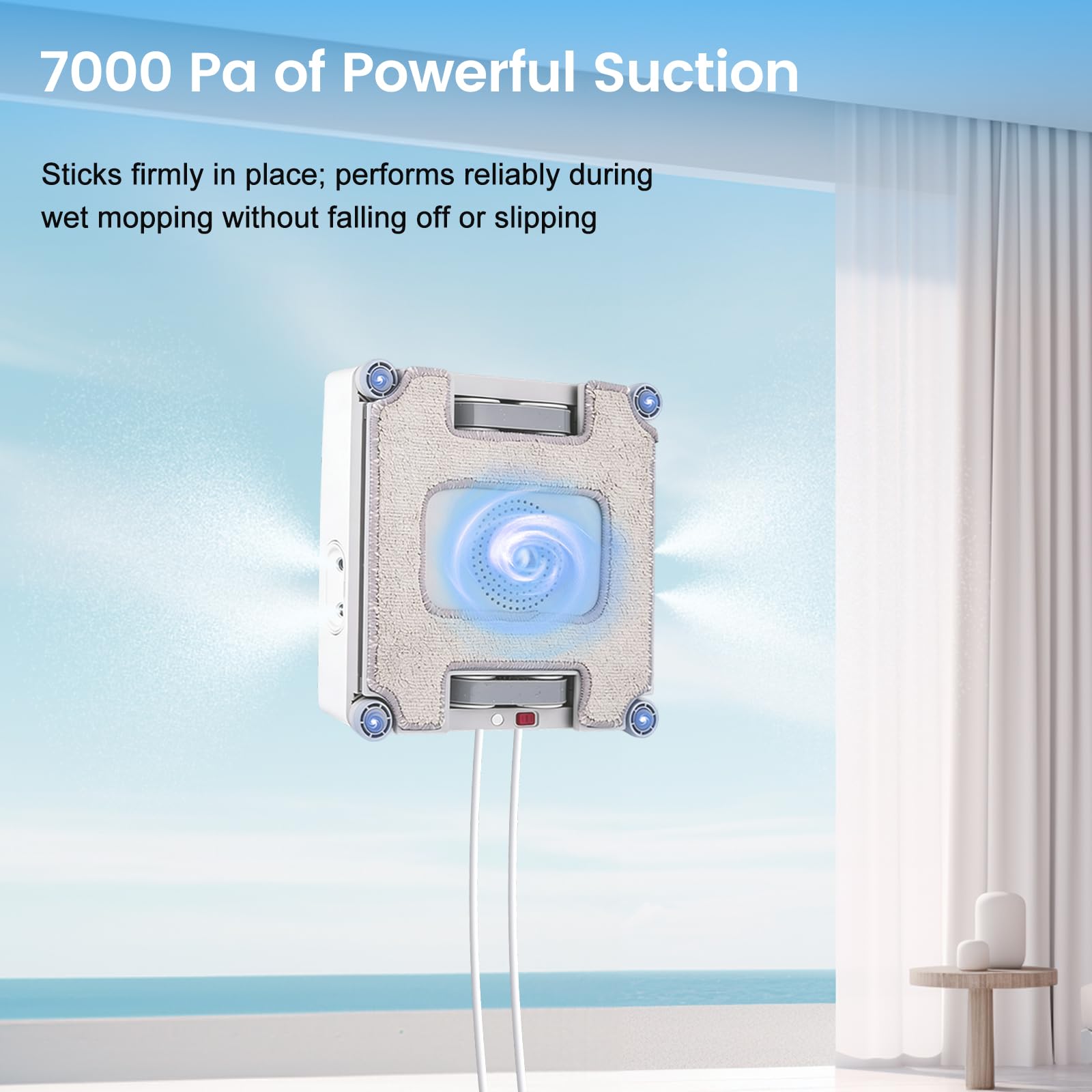 Robot Nettoyeur De Fenêtres Avec Fonction Pulvérisation, Robot Nettoyeur Vitre 7000 Pa, Robot Lave Vitre Automatique Avec Planification Intelligente Du Trajet Pour Tous Types De Fenêtres